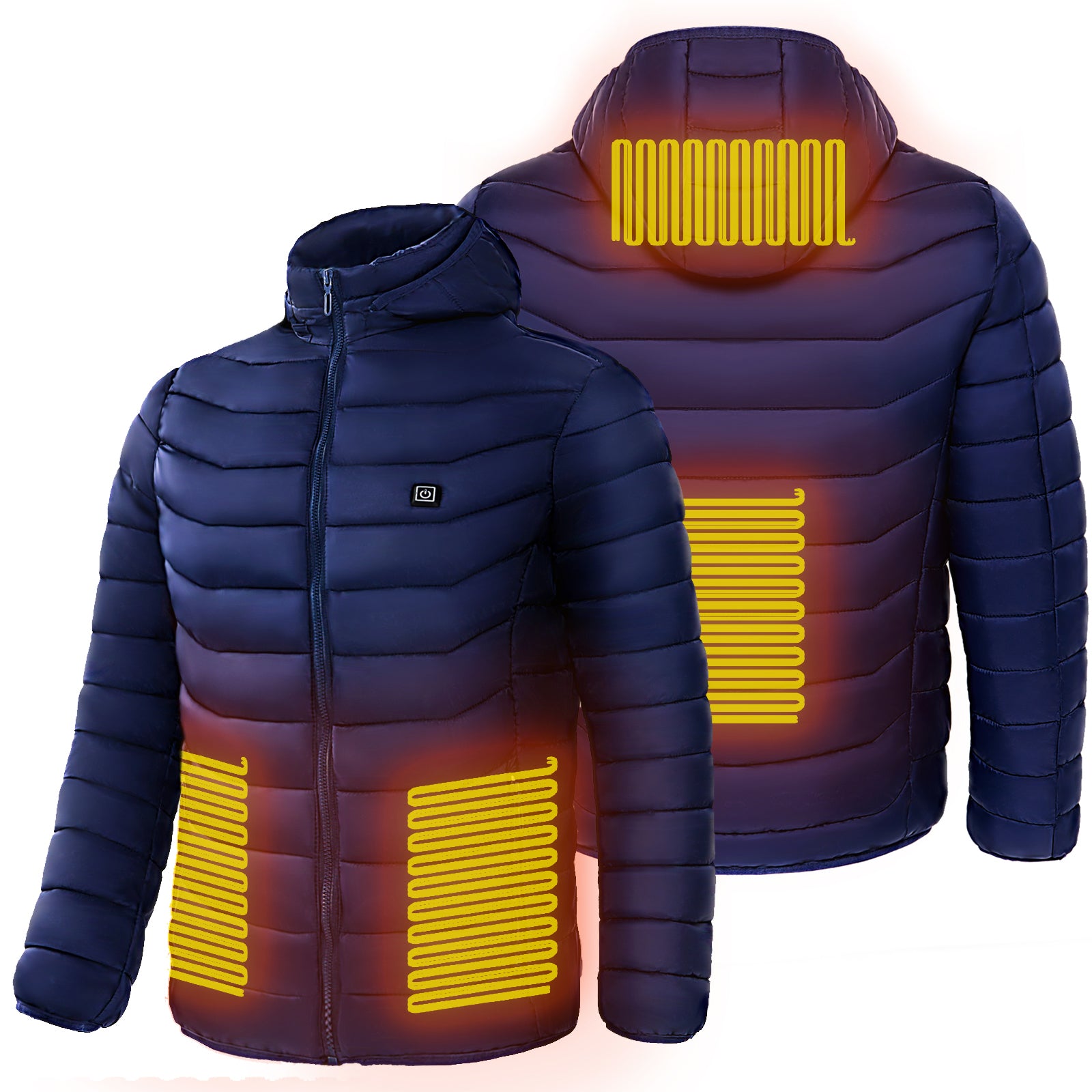 Men Women Heated Puffer Jacket Electric Heating Coat Insulated Hood Windbreaker 9Heat Zones