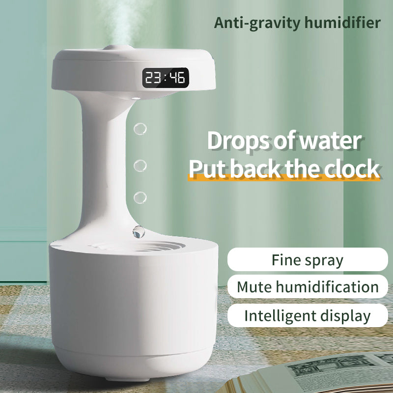 Bedroom Anti-Gravity Humidifier With Clock Water Drop Backflow