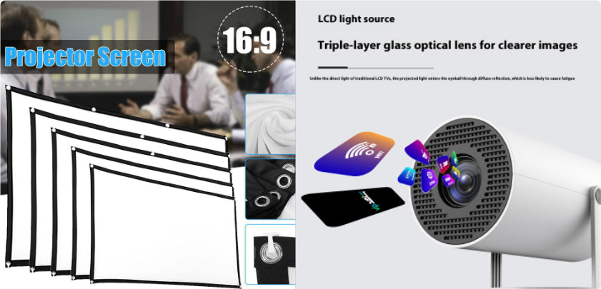 Portable Projector Small Straight Projector For Home Use 180 Degrees