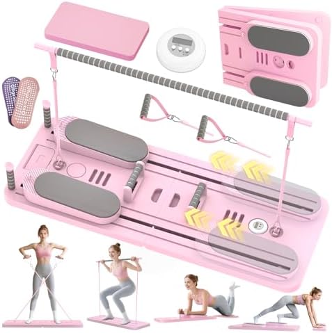 8in 1 Multi-functional Foldable Pilates Board - Pilates Equipment-PP Material, Safe And Reliable, Anti-deformation, Stable Flat Design - Home Gym Equipment-abdominal Board with Resistance Bands, Small Space for Storage