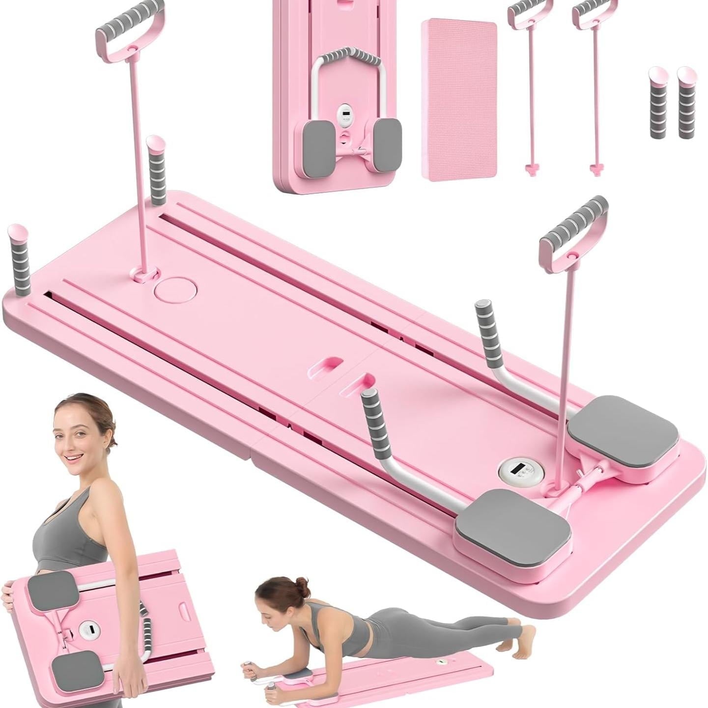 8in 1 Multi-functional Foldable Pilates Board - Pilates Equipment-PP Material, Safe And Reliable, Anti-deformation, Stable Flat Design - Home Gym Equipment-abdominal Board with Resistance Bands, Small Space for Storage
