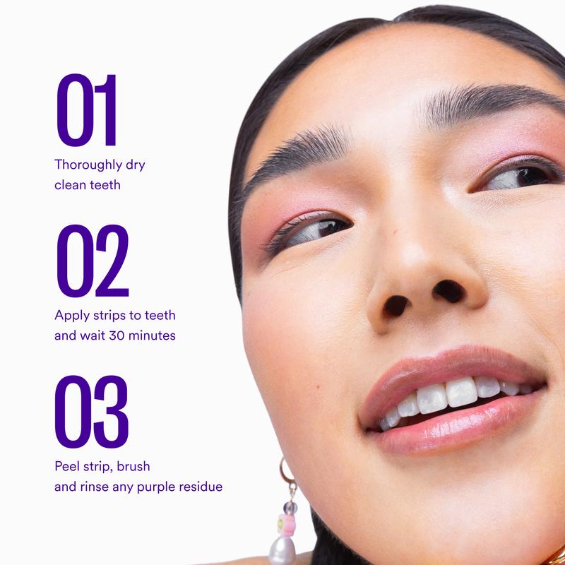 V34 Purple Whitening Strips for Instantly Whiter Teeth