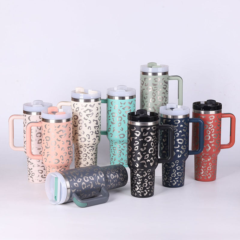 40 Oz Tumbler With Handle Straw Insulated, Stainless Steel Spill Proof Vacuum Coffee Cup