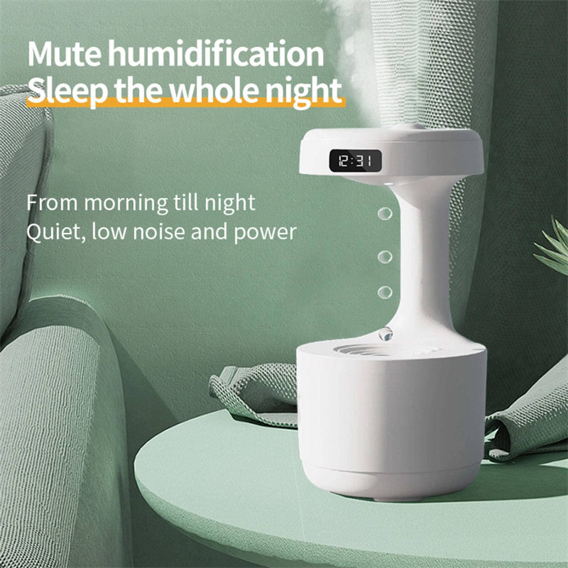 Bedroom Anti-Gravity Humidifier With Clock Water Drop Backflow